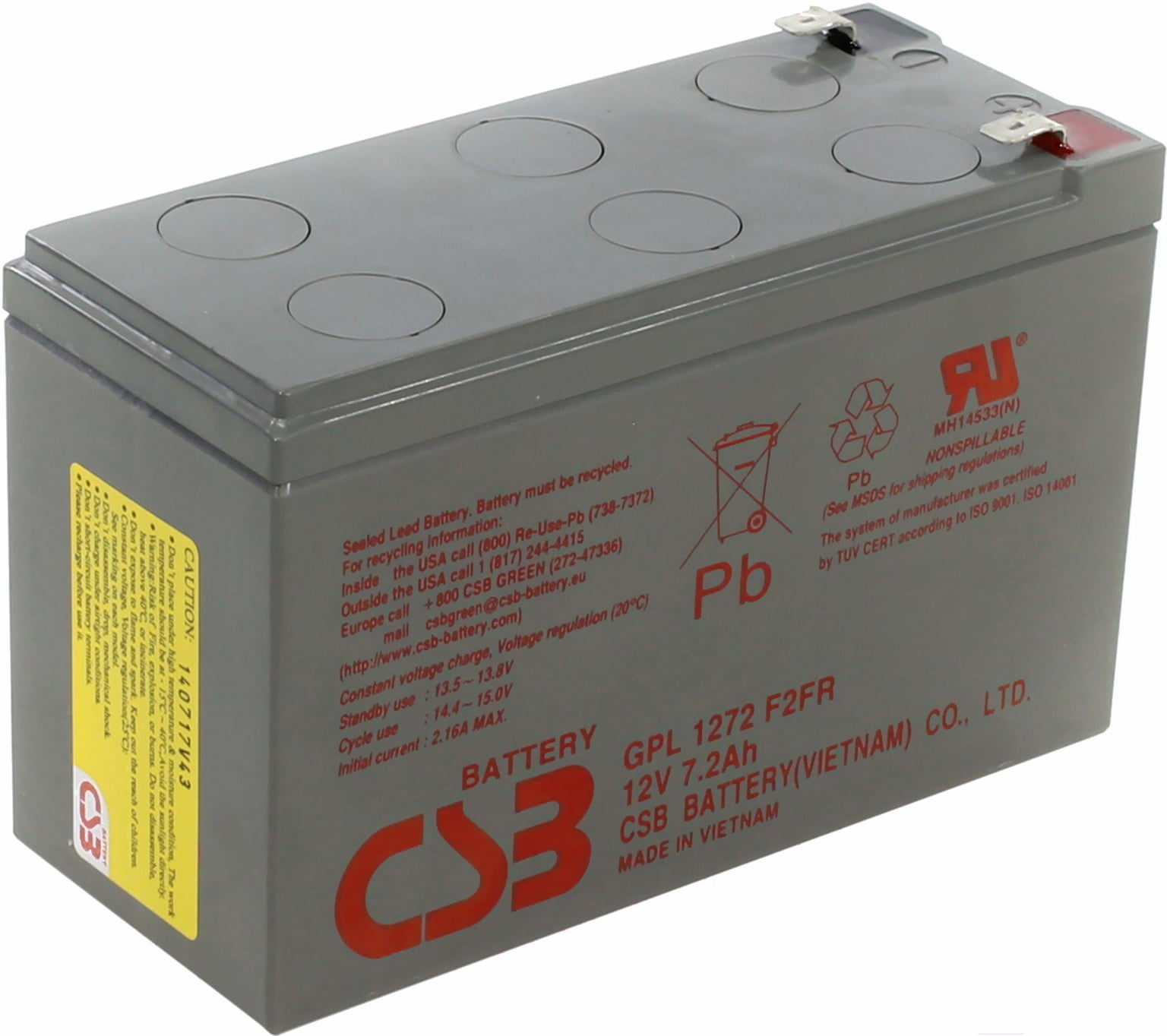 Аккумулятор CSB GPL1272 F2FR (12V 7.2Ah)