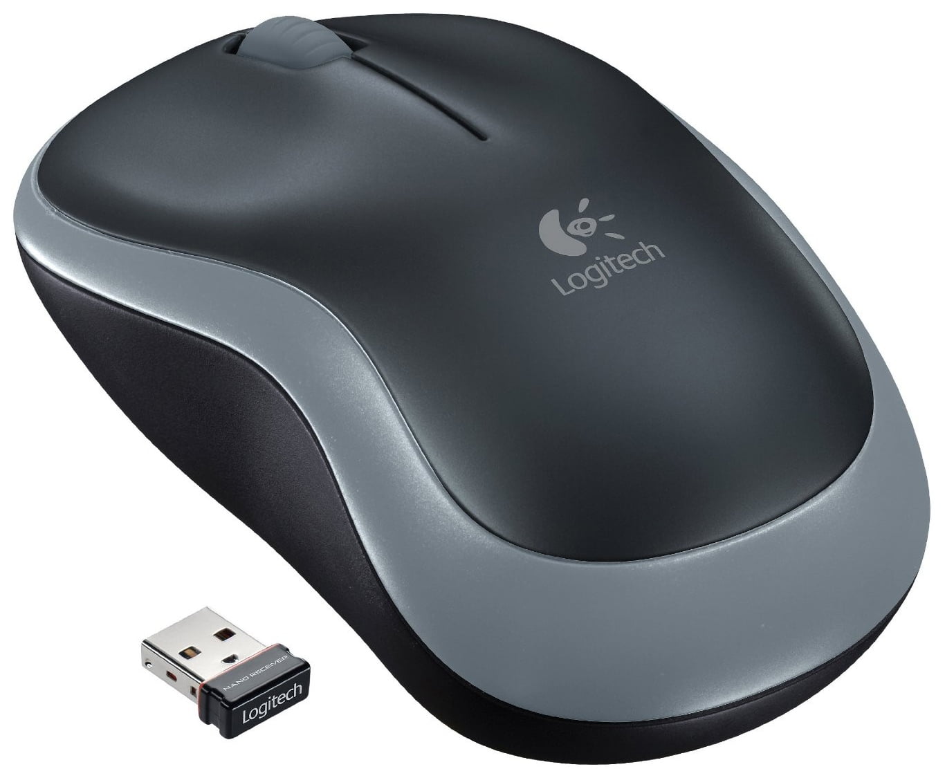 Мышь беспроводная Logitech M185 серый/черный, 1000 dpi, радиоканал, USB, кнопки - 3