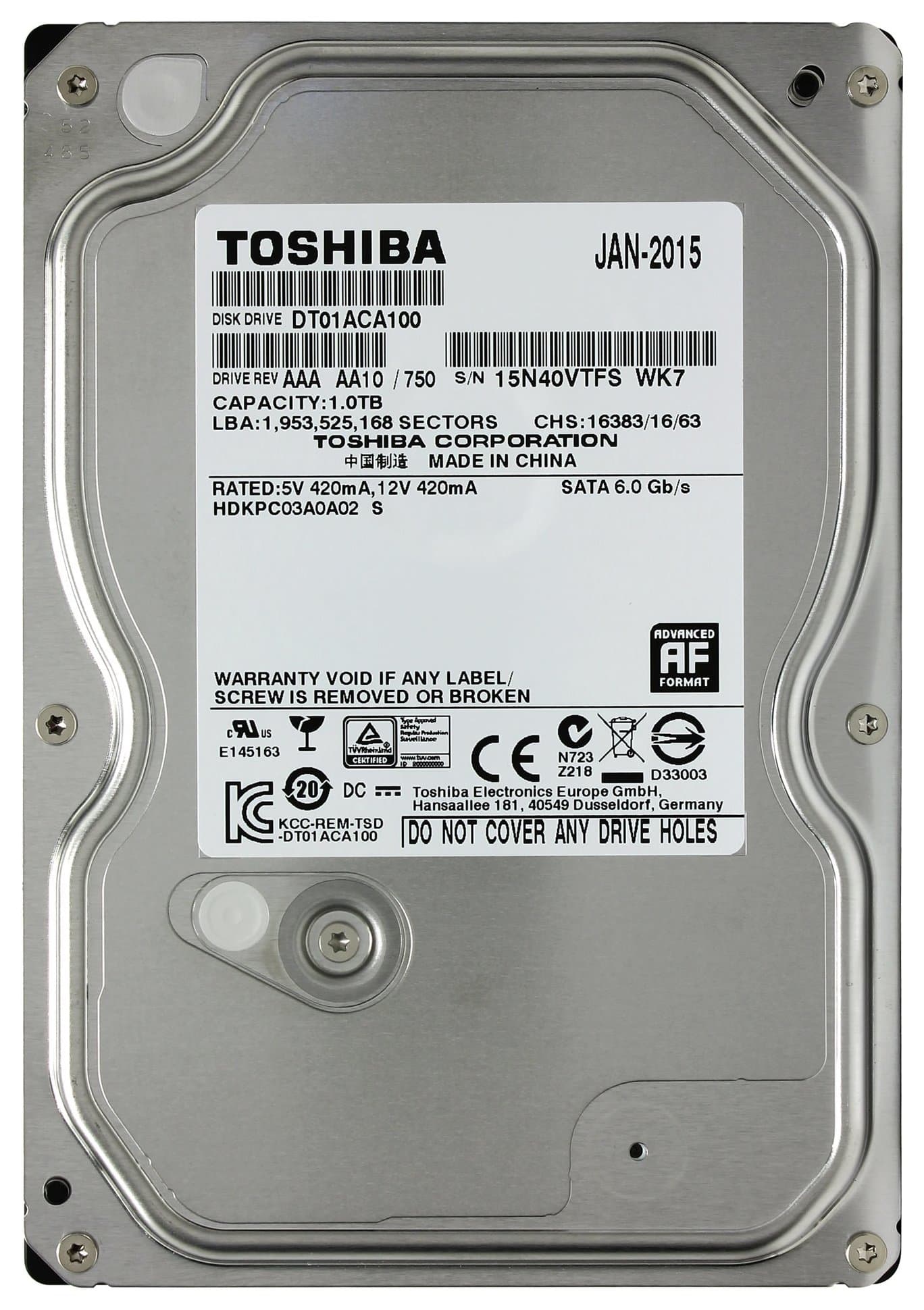 Жесткий диск HDD Toshiba DT01ACA 1Tb 7200rpm SATA 32Mb 3.5"