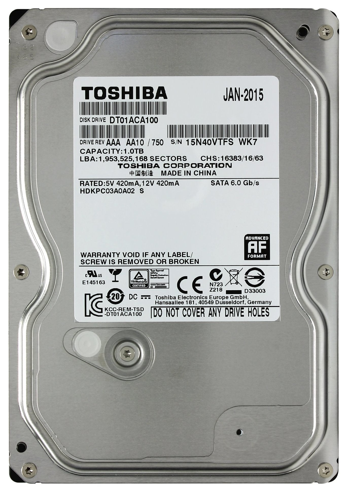 Жесткий диск HDD Toshiba DT01ACA 1Tb 7200rpm SATA 32Mb 3.5"