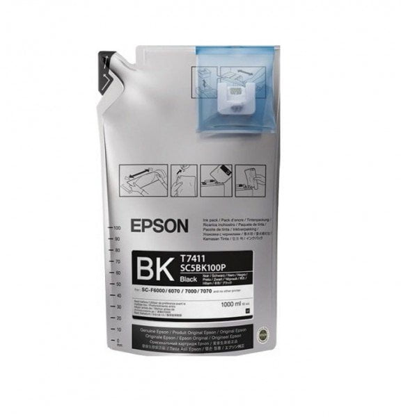 Набор черных чернил Epson T7411 (6 контейнеров по 1 литру) для SC-F6000/F7000
