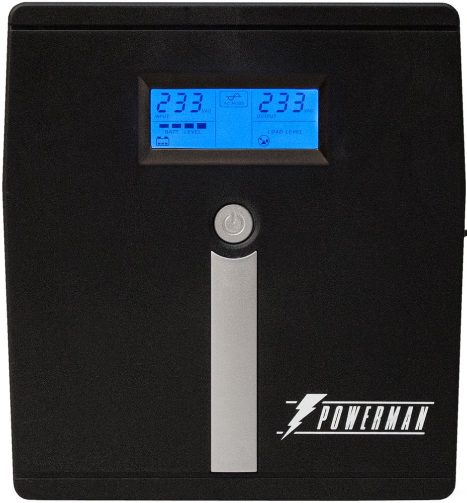 Источник бесперебойного питания PowerMan Smart Sine 1000 черный (Pure Sine Wave/LCD Display/USB/Software/RJ11/45)