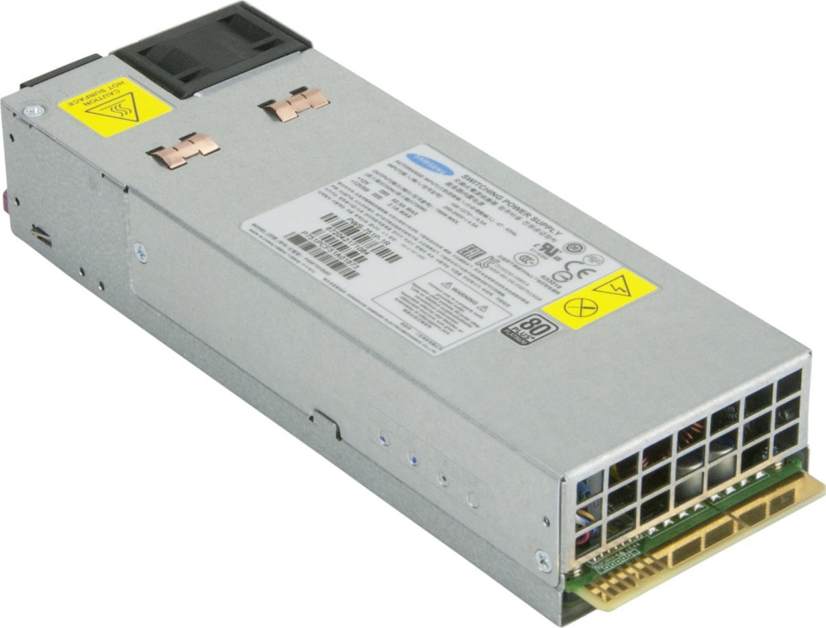 Серверный блок питания Supermicro PWS-751P-1R, 750Вт, 80+ Platinum, 40мм, 1U, серый