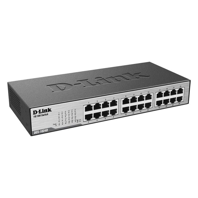 Коммутатор D-Link DES-1024D/G1A, 24×100 Мбит/с, неуправляемый