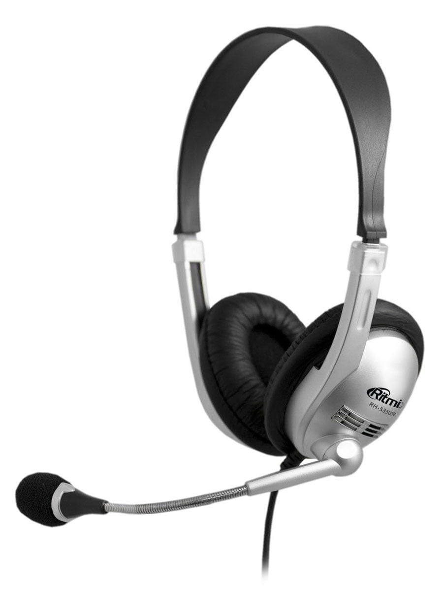 Гарнитура Ritmix RH-533 USB серебристый, проводная, USB