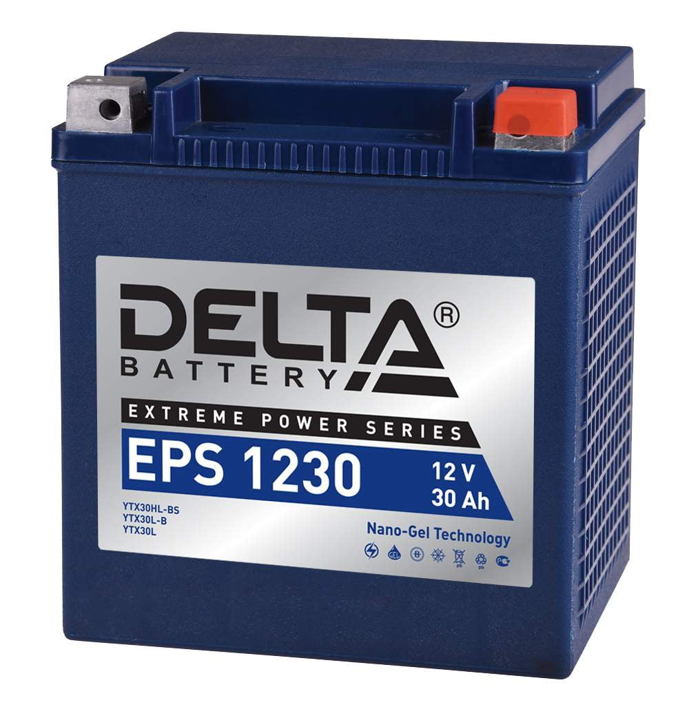 Аккумуляторная батарея Delta EPS 1230 12В/30А·ч, клемма Болт + гайка Ø 6 мм (166х130х175мм (180мм), 9,83кг, Срок службы 5 лет
