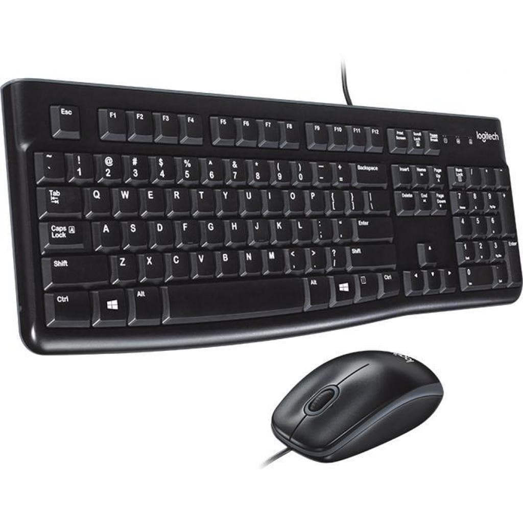 Комплект клавиатура+мышь Logitech MK120 проводной, USB, 1000 DPI, чёрный(заводская гравировка)