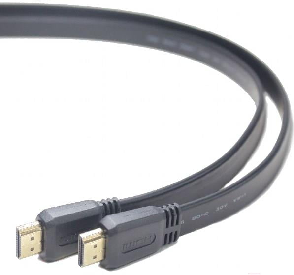 Кабель Cablexpert HDMI CC-HDMI4F-10, 19M/19M, v2.0, медь, позол.разъемы, экран, плоский кабель, 3м, черный, пакет