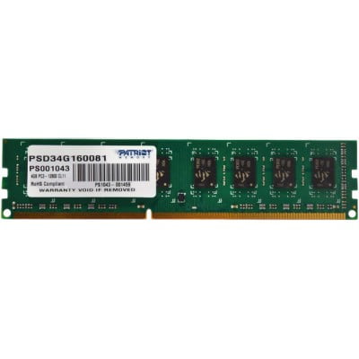 Оперативная память Patriot, DDR3, 4GB (1x4 GB), 1600 MHz, CL11, DIMM