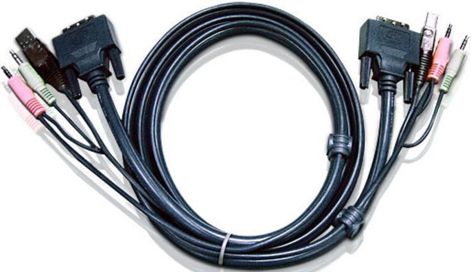 Кабель ATEN KVM USB(тип А Male)+DVI-D(Male)+2хАудио(Male) (-) USB(тип B Male)+DVI-D(Male)+2хАудио(Male) 1,8м., черный. CABLE DVI/USBA/SP.MC-DVI/USB B 1.8M