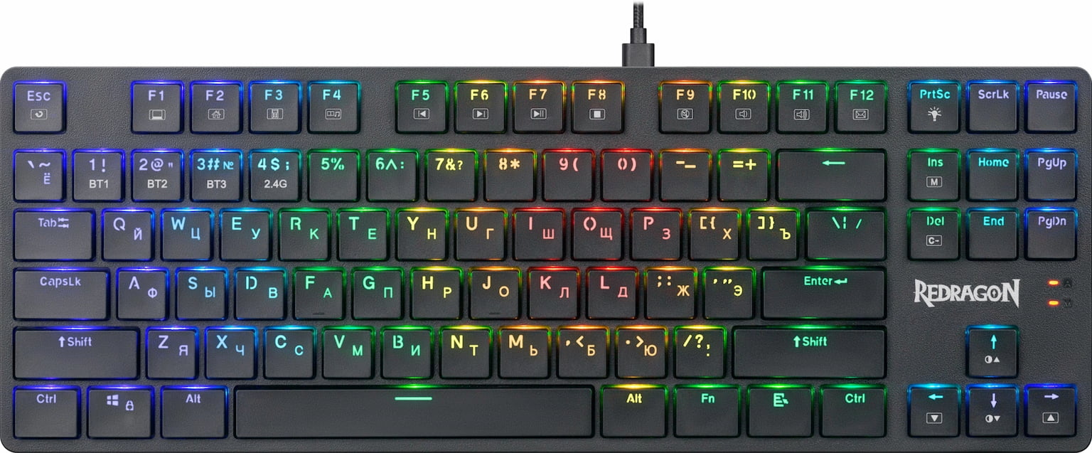 Клавиатура беспроводная Redragon Anubis K539-RGB, USB, Bluetooth/Радиоканал, черный