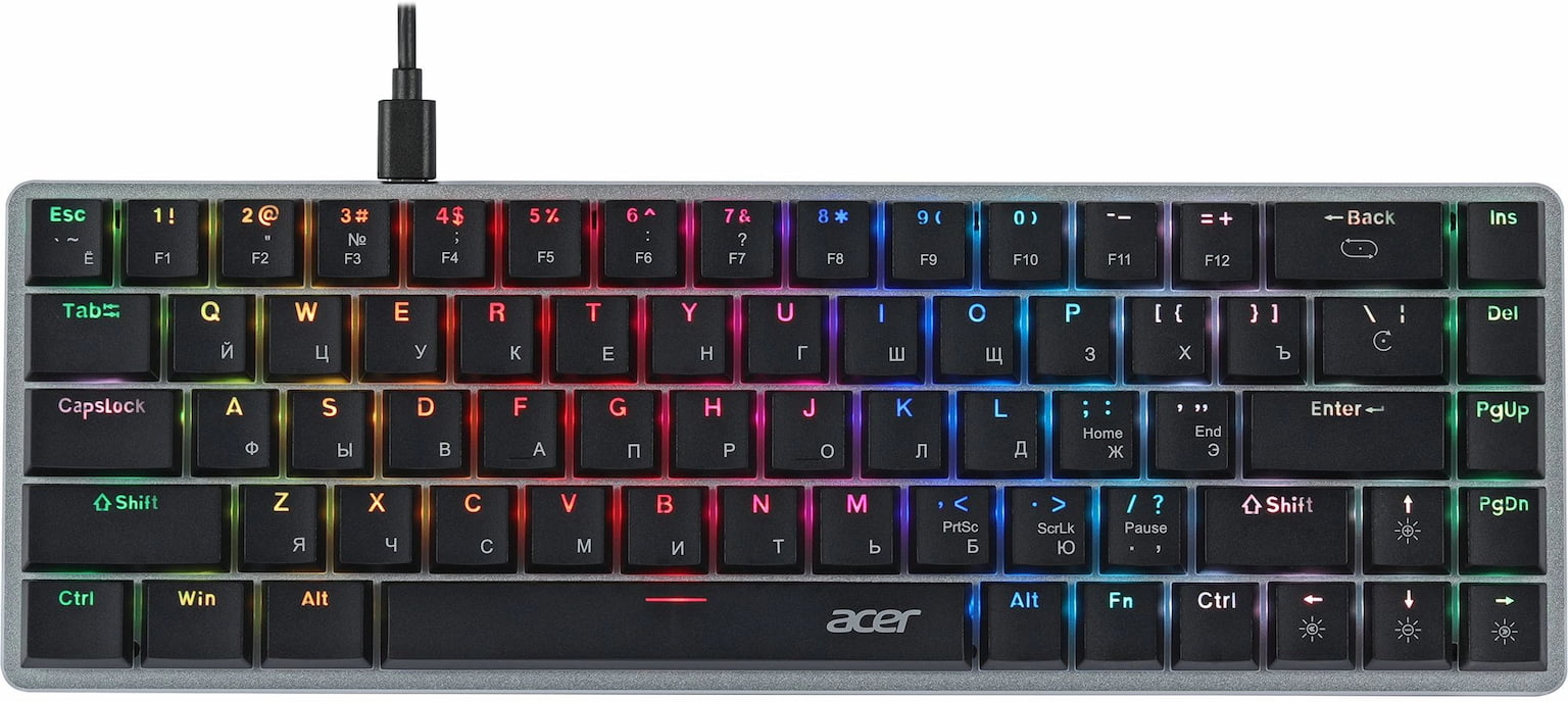 Клавиатура проводная Acer OKW302 (ZL.KBDCC.01C), USB, серебристый