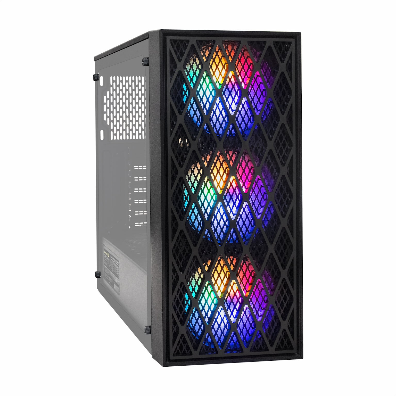Компьютерный корпус Miditower ExeGate EVO-8243-EVO800 (ATX, БП EVO800RGb с вент. 12 см, 2хUSB+1хUSB 3.0, черный, 3 вент. с RGb подсветкой, боковая панель - закаленное стекло)