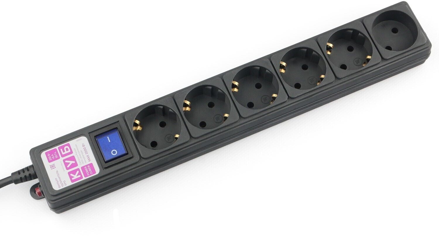 Сетевой фильтр Powercube SPG6-B-3M 3м, 6 розеток, черный, коробка