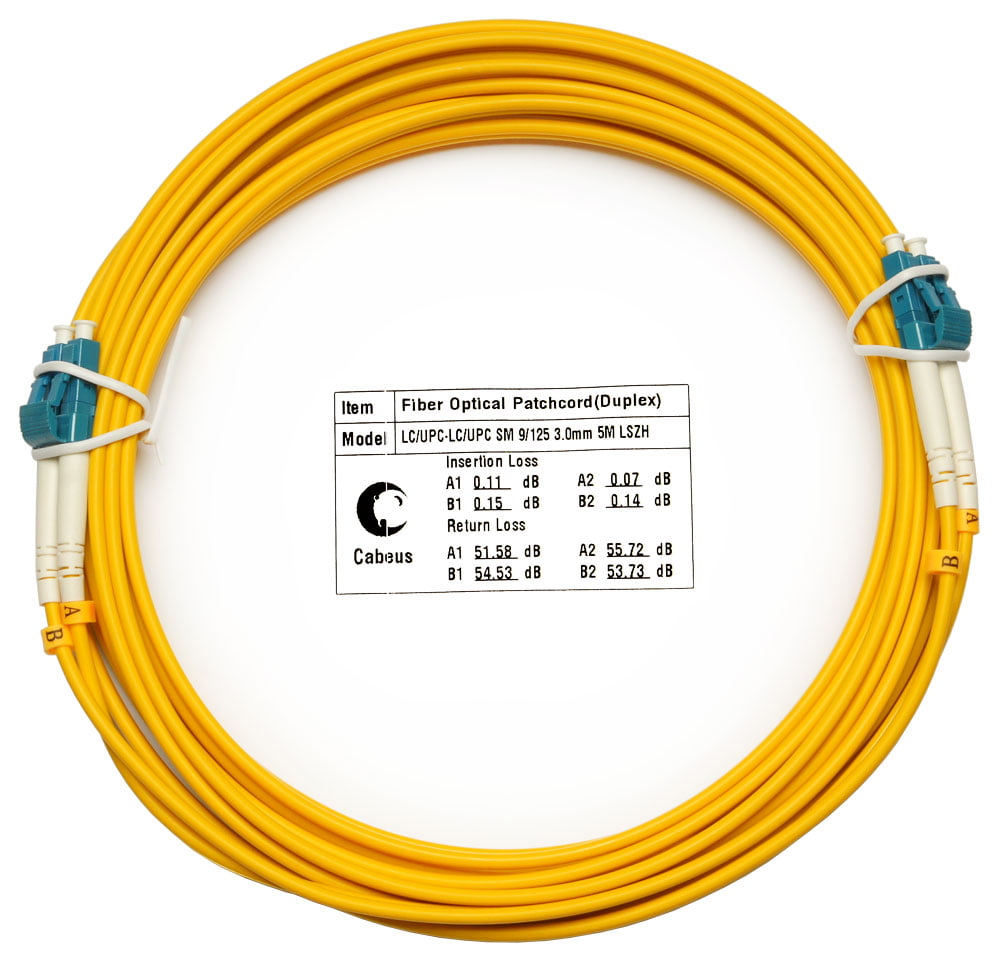 Шнур оптический duplex LC-LC 9/125 sm 5м LSZH Cabeus FOP(d)-9-LC-LC-5m