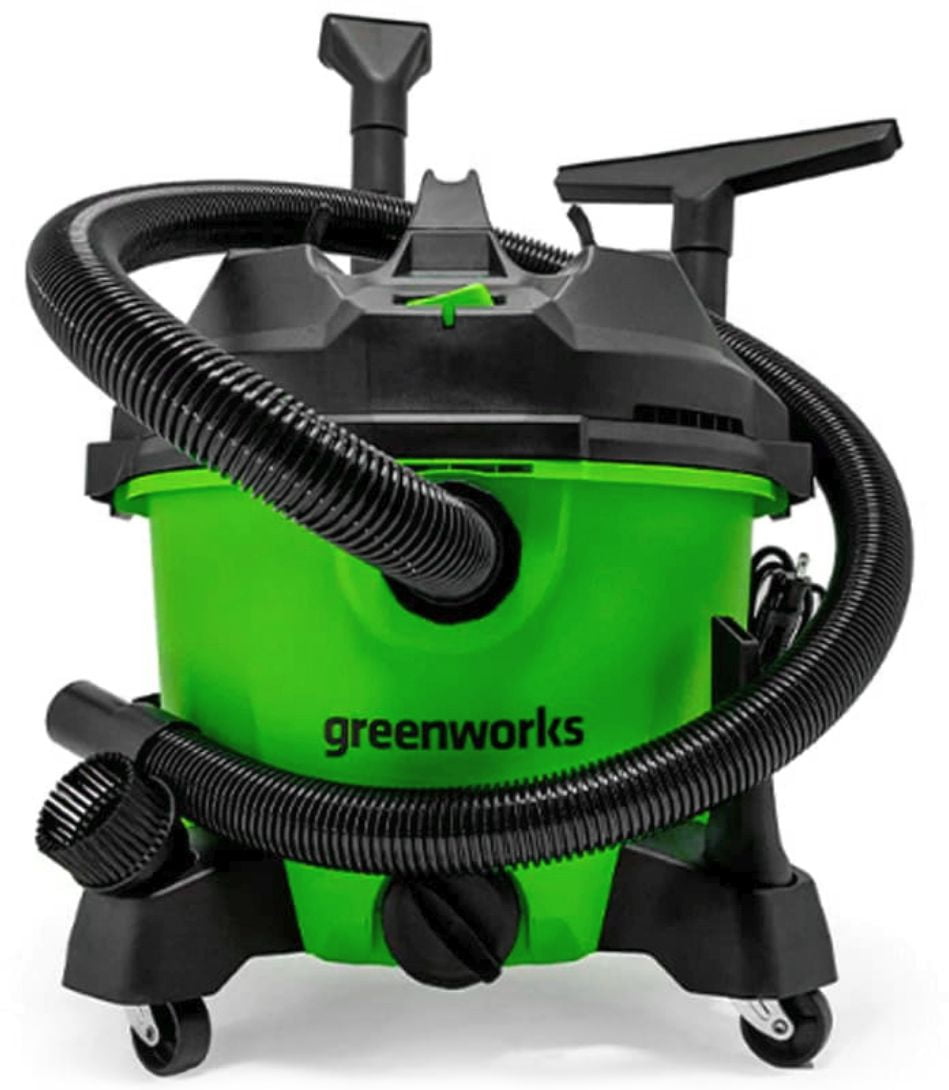 Строительный пылесос GreenWorks G120WDV (4701207) зеленый, 1300 Вт, уборка сухая/влажная, пылесборник контейнер, 34 л