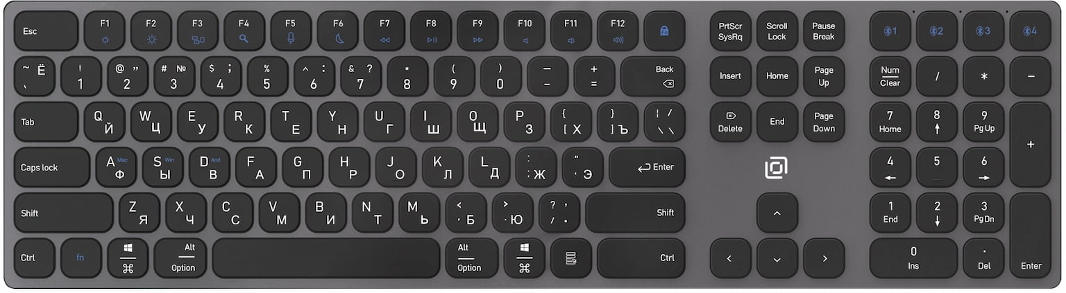 Клавиатура Oklick K867W беспроводная, Bluetooth, радиоканал, серый