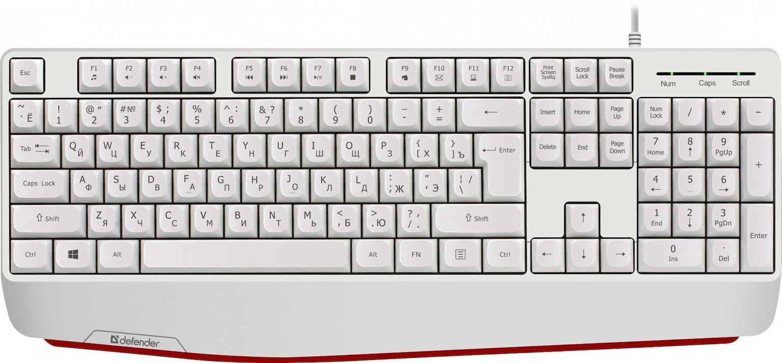 Клавиатура проводная Defender Atom HB-546, USB, белый
