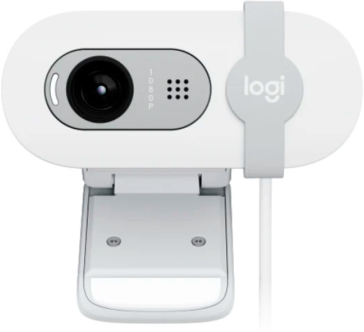 Веб-камера Logitech Brio 100 1920x1080, 30 кадр/с, USB Type-A, микрофон (шумоподавление), шторка приватности, автоосвещение, универсальное крепление белая