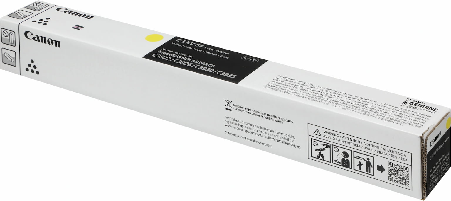 Тонер Canon C-EXV64Y 5756C002 (желтый) туба 650гр. для копира imageRunner Advance DX C3922i/C3926i/C3930i/C3935i, (ISO 25500 стр)