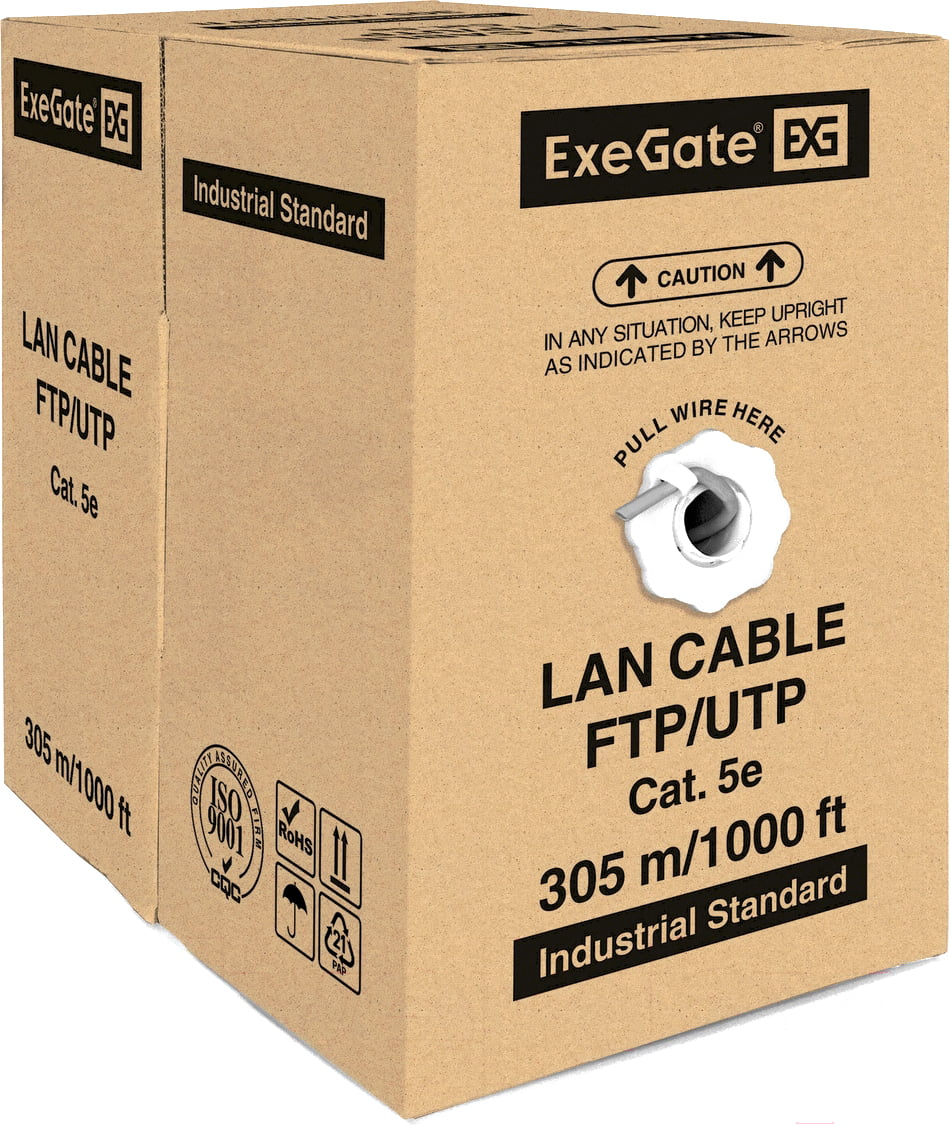 Кабель Exegate EX138965RUS UTP 4 пары кат.5e Exegate CCA Light, 305м pullbox, серый