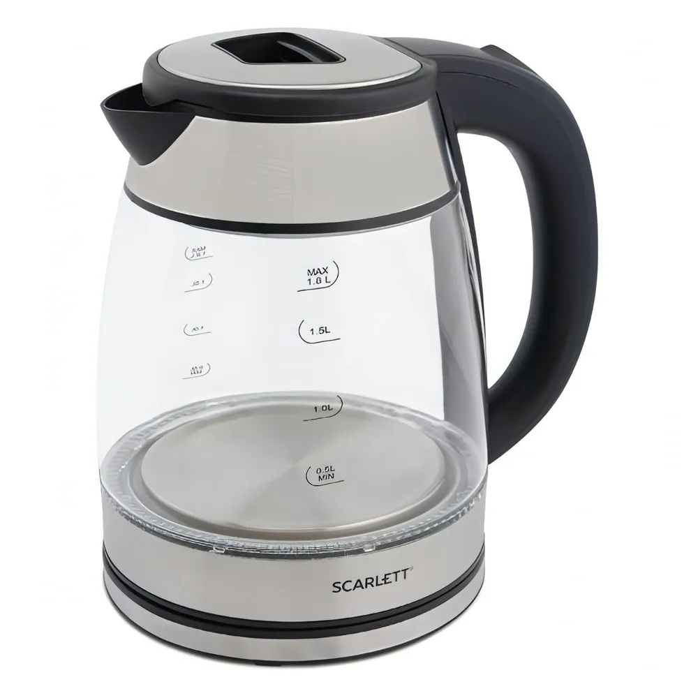 Чайник электрический Scarlett SC-EK27G40, 1800Вт, 1.8л, серебристый/черный