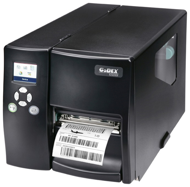 Принтер этикеток термотрансферный Godex EZ-2250i, 203 DPI, 178 мм/сек, Ethernet, RS-232, USB, черный