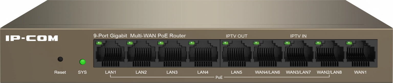Маршрутизатор IP-COM M20-8G-PoE, 9×1 Гбит/с WAN/LAN (8×PoE), управляемый