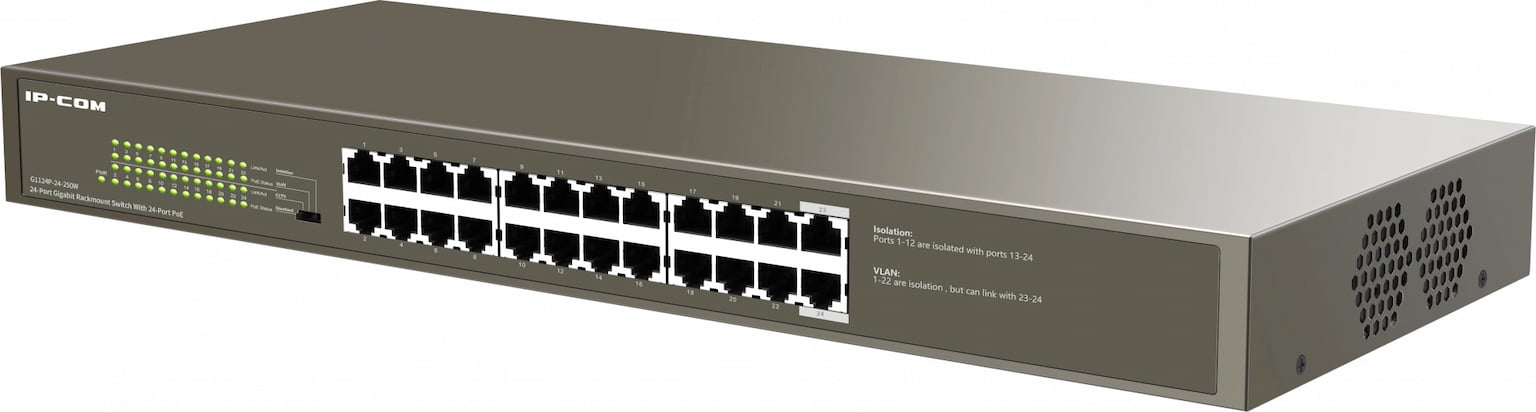 Коммутатор IP-COM G1124P-24-250W, 24×1 Гбит/с PoE, неуправляемый