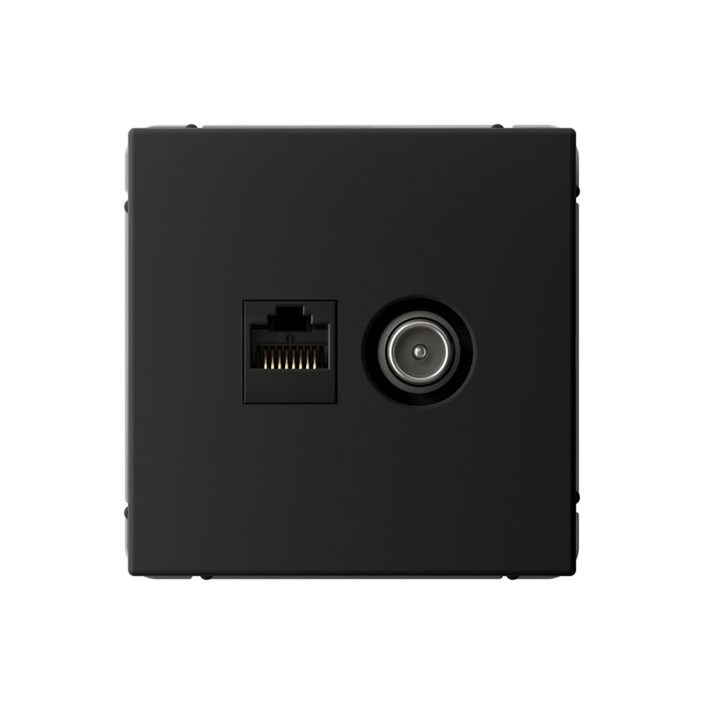 Розетка телевизионная + компьютерная 2-м ArtGallery RJ45 + TV кат.5E карбон SE GAL001089