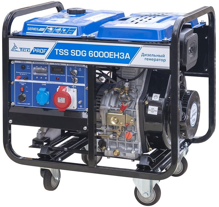 Электрогенератор дизельный ТСС SDG 6000EH3A, 6.5 кВт, 77 дБ, 114 кг