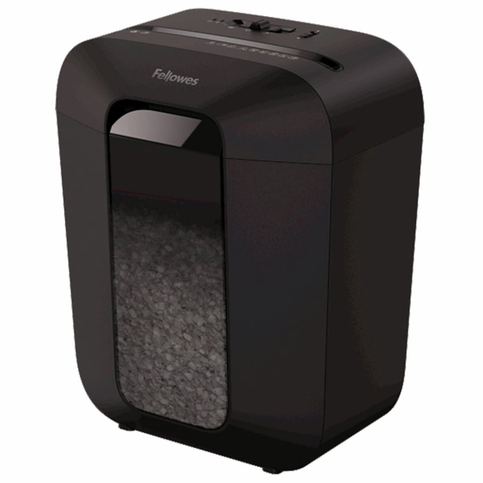 Шредер Fellowes PowerShred LX50 черный (секр.P-4)/перекрестный/9лист./17лтр./скрепки/скобы/пл.карты