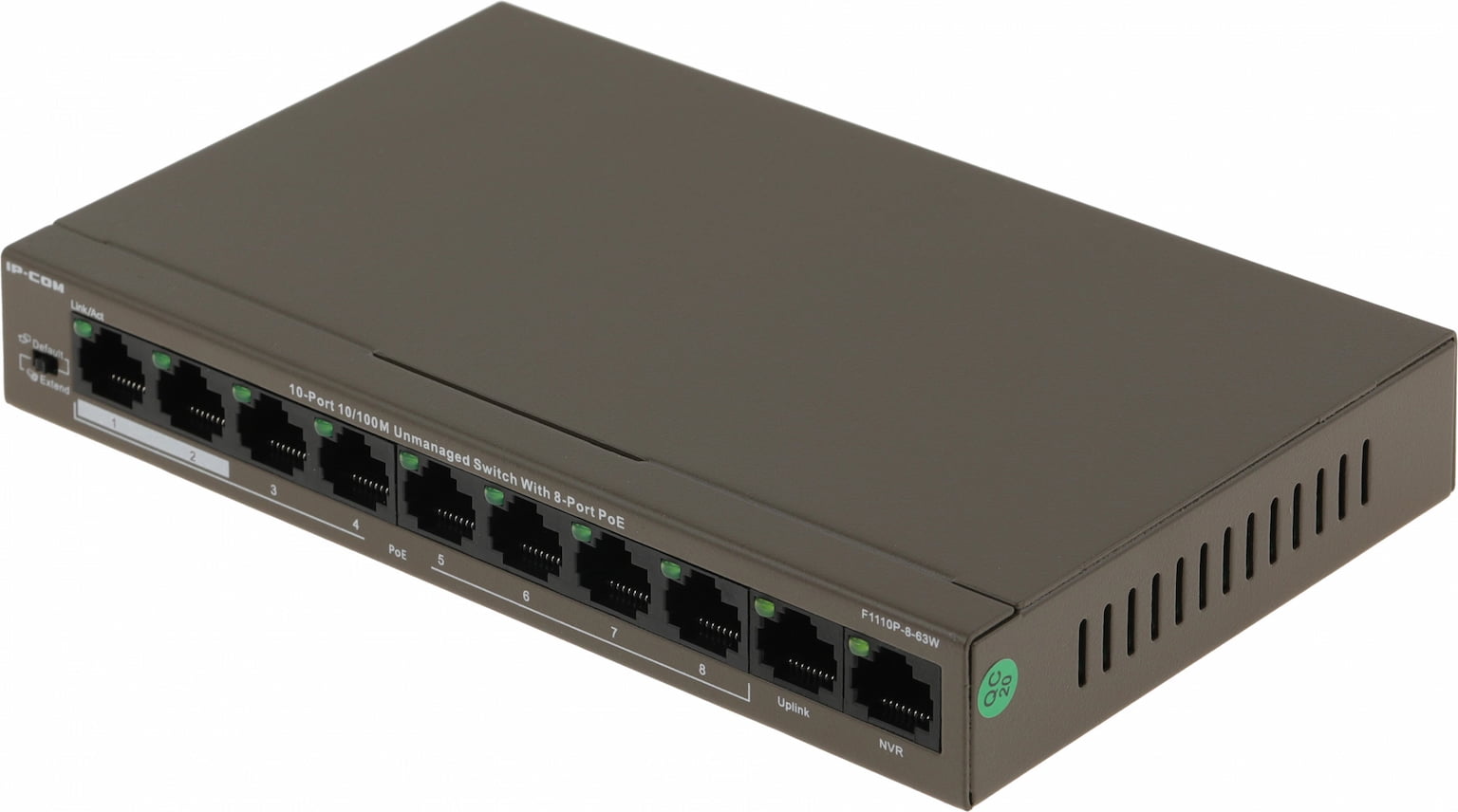 Коммутатор IP-COM F1110P-8-63W, 8×100 Мбит/с PoE + 2×100 Мбит/с, неуправляемый