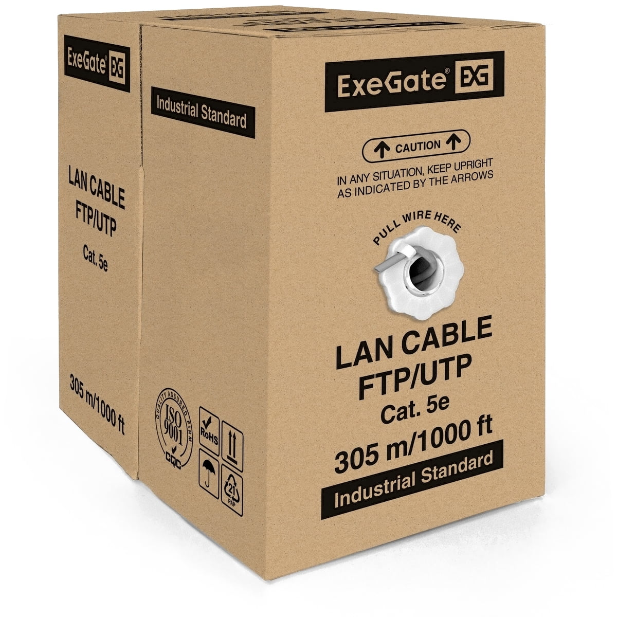 Кабель ExeGate FTP 4 пары кат.5e медь, 24AWG, экран, бухта 305м, серый, PVC