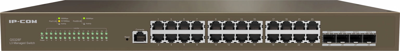 Коммутатор IP-COM G5328F, 24×1 Гбит/с + 4×1 Гбит/с SFP, управляемый