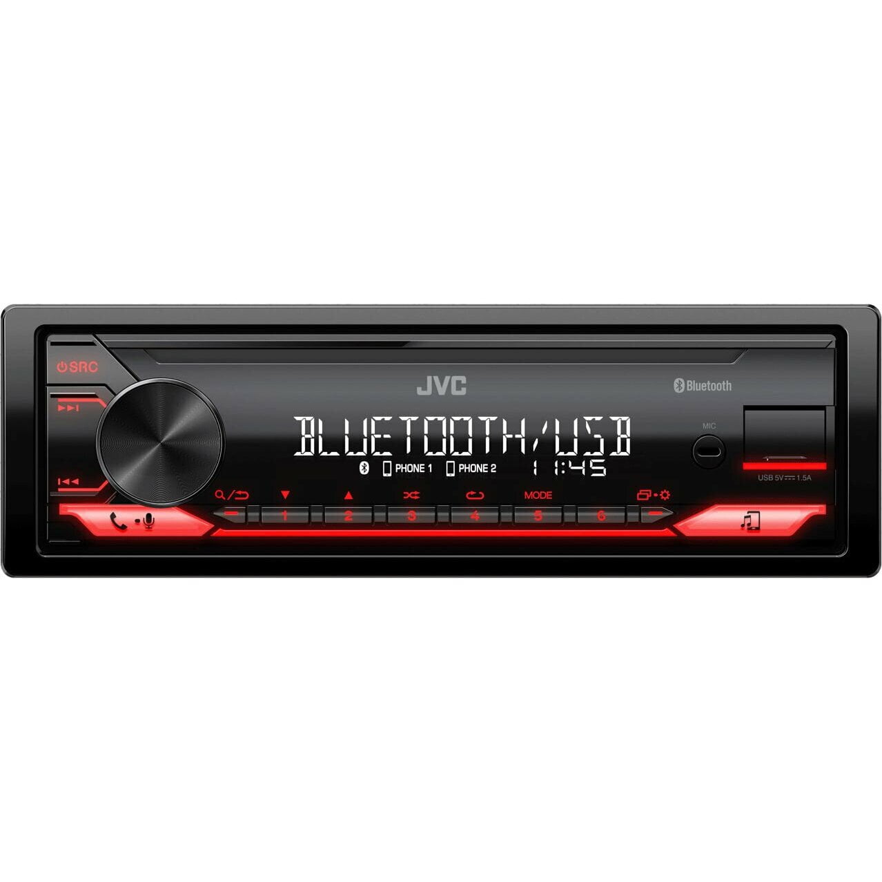 Автомагнитола JVC KD-X182BT, 1 DIN, Bluetooth, USB Type-A, AUX, съёмная панель