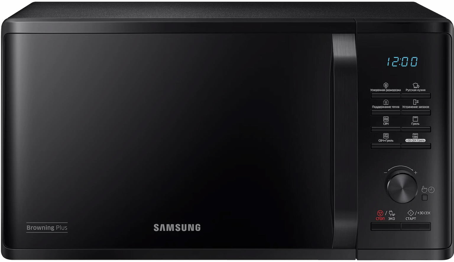 Микроволновая печь Samsung MG23K3515AK/BW черный, 23 л, 800 Вт, переключатели - кнопки, поворотный механизм
