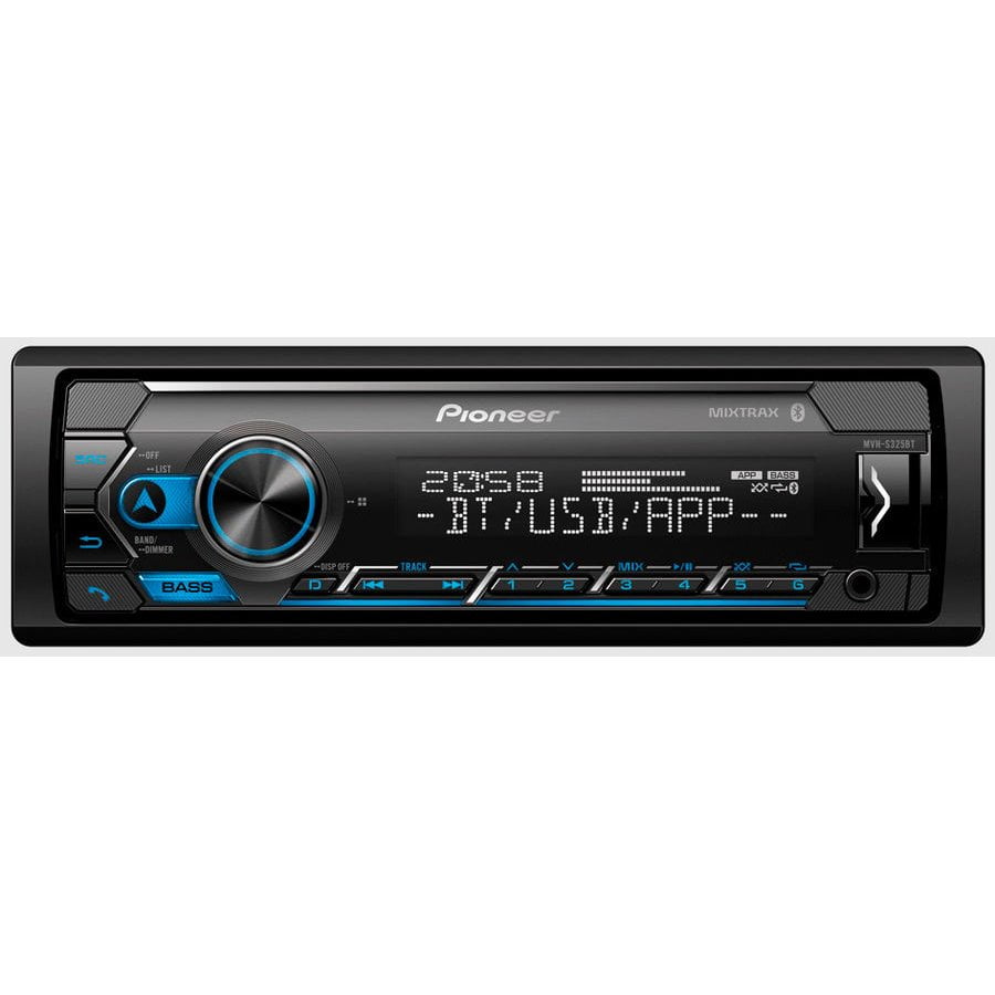 Автомагнитола Pioneer MVH-S325BT, 1 DIN, Bluetooth, USB Type-A, AUX, пульт ДУ, съёмная панель
