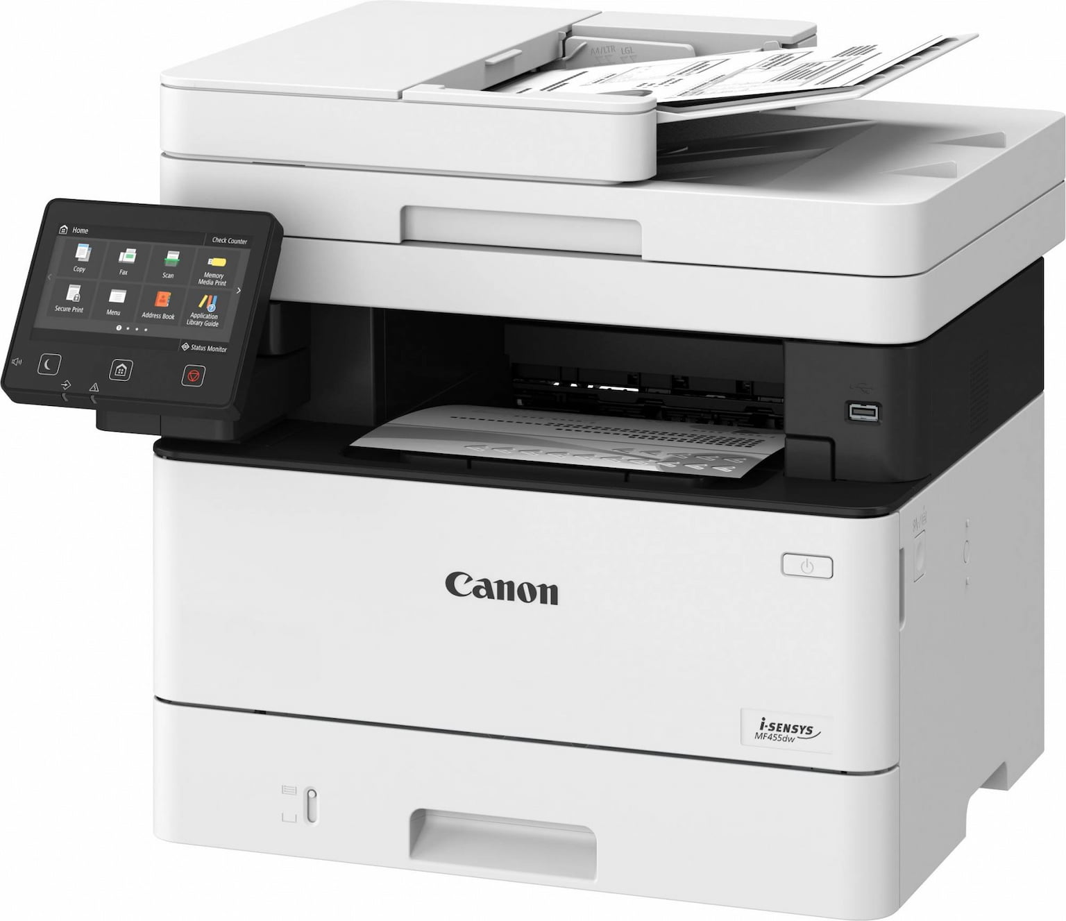 МФУ лазерное Canon i-SENSYS MF455dw (5161C006/5161C016), A4, ч/б, печ. 38 стр/мин., скан. до 38 стр/мин., 1200 x 1200 dpi (принтер) 600x600dpi (сканер), USB, RJ-45, Wi-Fi