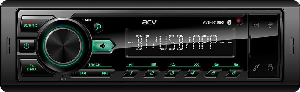 Автомагнитола ACV AVS-401UBG, 1 DIN, Bluetooth, USB Type-A, AUX