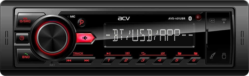 Автомагнитола ACV AVS-401UBR, 1 DIN, Bluetooth, USB Type-A, AUX