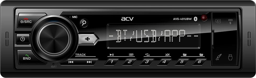 Автомагнитола ACV AVS-401UBW, 1 DIN, Bluetooth, USB Type-A, AUX
