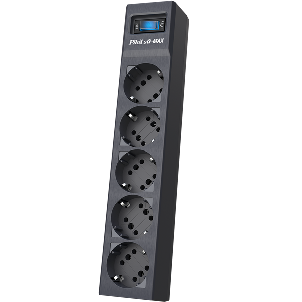 Сетевой фильтр Pilot sG-Max 5 outlets (GP), 15А/3.3 kVt, automatic circuit-breaker, 1.8 m, gfaphite