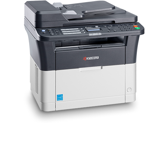 МФУ лазерное Kyocera Ecosys FS-1025MFP (1102M63RU0/1102M63RUV/1102M63RU2/1102M63NX2/1102M63DZ2), A4, ч/б, печ. до 25 стр/мин., скан. до 18 стр/мин. (ч/б) 6 стр/мин. (цвет), 600 x 1800 dpi (печать) 600x600dpi (скан), USB, RJ-45