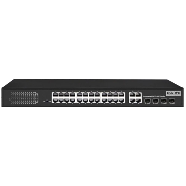 Коммутатор Osnovo SW-62444(400W), 24×100 Мбит/с PoE + 4×1 Гбит/с Combo, неуправляемый