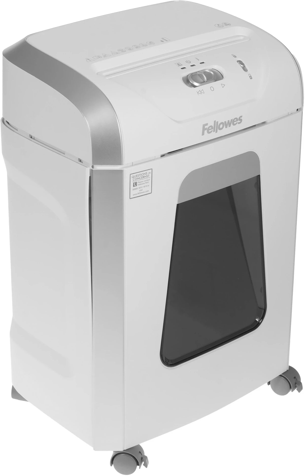 Шредер Fellowes PowerShred 15С белый (секр.P-4) фрагменты 15лист. 19лтр. скрепки скобы пл.карты