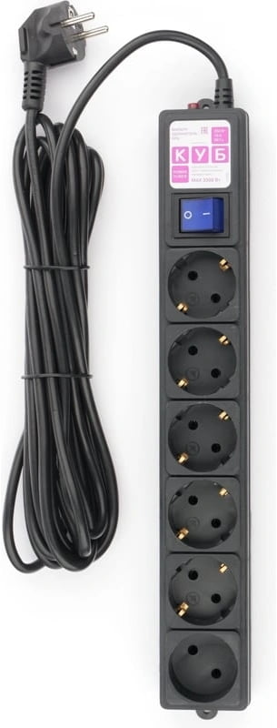 Фильтр-удлинитель PC 3 м 6 р, черный 16А, SPG6-B2
