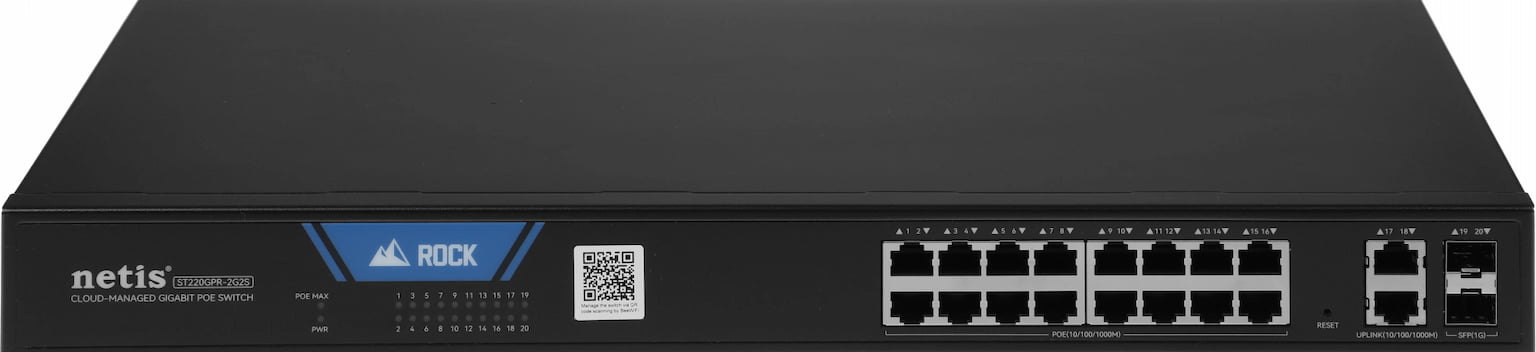 Коммутатор Netis ST220GPR-2G2S, 16×1 Гбит/с PoE+ + 2×1 Гбит/с + 2×1 Гбит/с SFP, настраиваемый