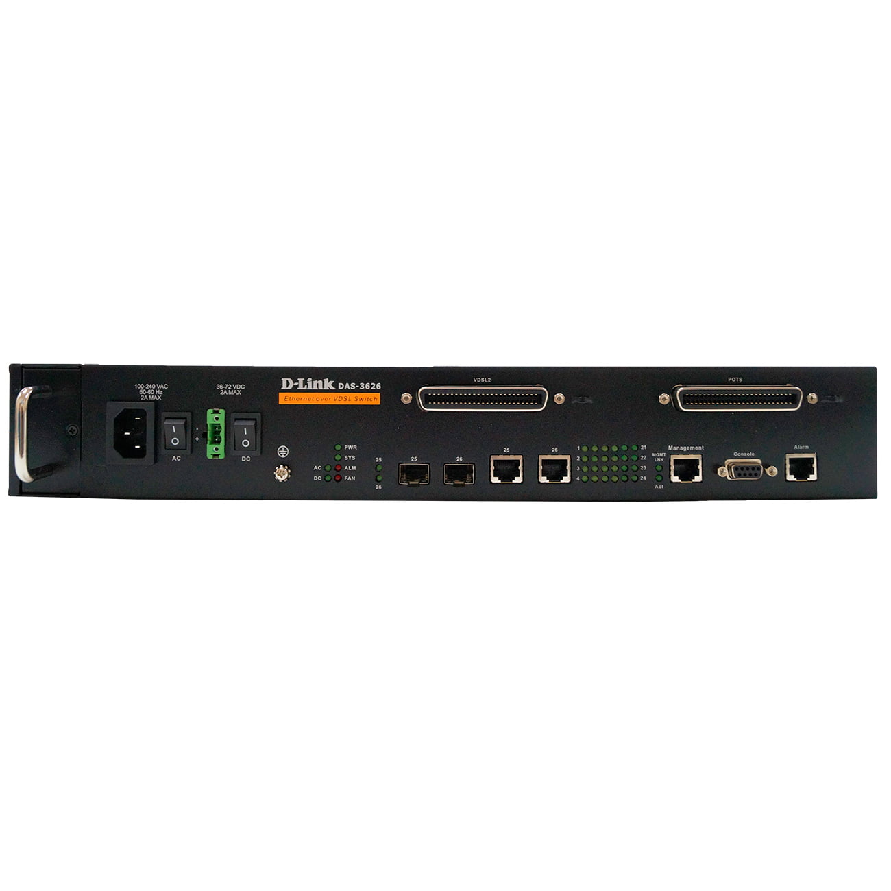 Коммутатор D-Link DAS-3626/A1A, 24×VDSL2 + 2×1 Гбит/с Combo, управляемый