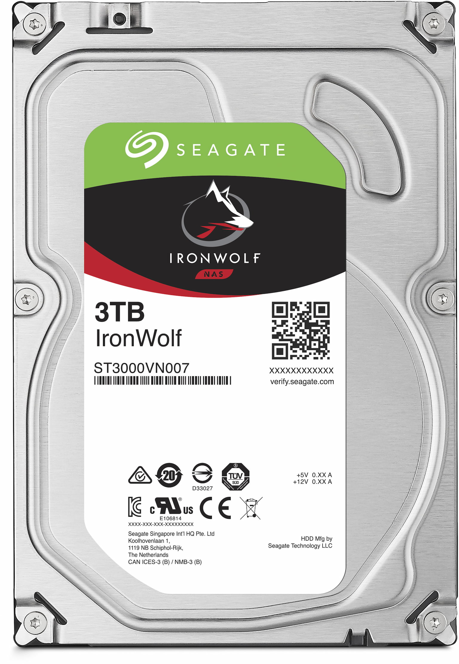 Жесткий диск SEAGATE Original SATA-III 3Tb ST3000VN007 NAS Ironwolf (5900rpm) 64Mb 3.5"